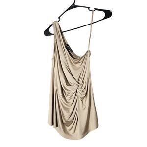 Laila Azhar One Shoulder Blouse Size Medium Gold Silk Sleeveless‎